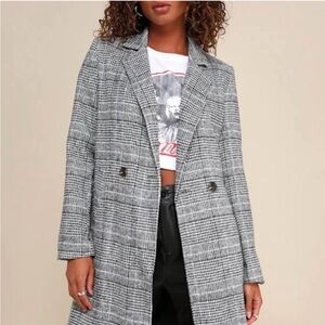 Lulu's Black and White Plaid Jacket - Small